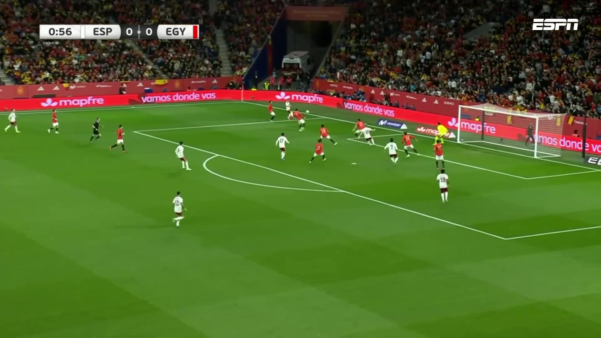 集锦友谊赛-马尔穆什中柱 西班牙狂轰25脚无果0-0埃及